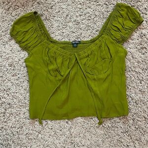 Wild Fable Olive Green Ruched Blouse